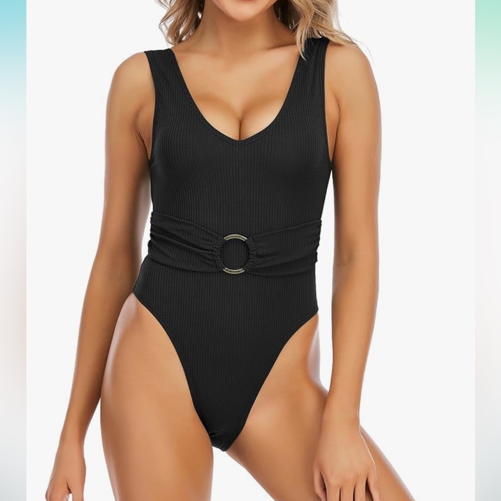 Black Ribbed One Piece